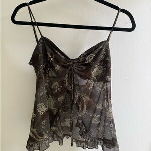 NWT Brown Paisley Sheer Spaghetti Strap Top